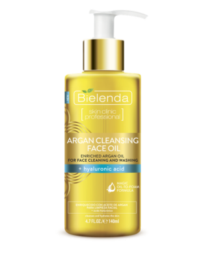 Introducing the Bielenda Argan Cleansing Face Oil 140 ml, a gentle and effective solution for cleansing your skin.