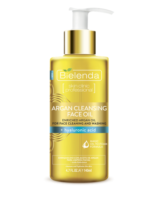 Introducing the Bielenda Argan Cleansing Face Oil 140 ml, a gentle and effective solution for cleansing your skin.