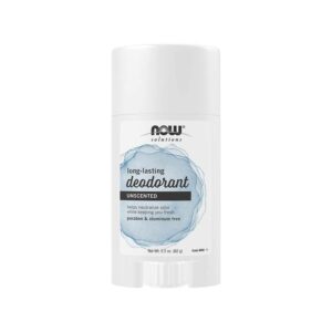 Introducing NOW Solutions Long-Lasting Deodorant Unscented 62 g, your reliable solution for all-day odor protection. This deodorant is designed to keep you feeling fresh and confident, without any added fragrance to suit sensitive skin.