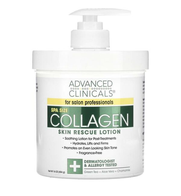 Introducing the Advanced Clinicals Spa Size Collagen 454 g, a nourishing and hydrating solution for your skin. This lotion helps improving skin elasticity.