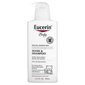 Eucerin Baby Wash & Shampoo, Fragrance Free (400ml).