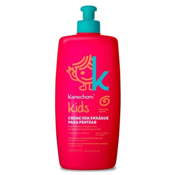 Introducing Kanechom Kids Creme Sem Enxague Para Pentar 300 ml, a powerful solution for effortless hair care. This cream is designed to detangle and smooth out your hair, making it easier to comb through and manage.