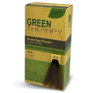 Introducing the Green Therapy Hair Dye Cream 4.4 Chestnut, a solution for vibrant and natural-looking hair color. This cream is expertly formulated to provide long-lasting color and nourishment for your hair.