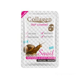 Introducing the Snail Collagen Deep Cleansing Whitening and Moisturizing Facial Mask 25 ml. This mask is designed to rejuvenate your complexion