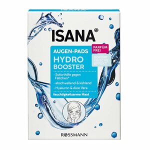 Introducing the Isana Hydro Booster Eye Contour Pads 12 Pieces, designed to moisturize and refresh the eye area with its express hydro effect formula.