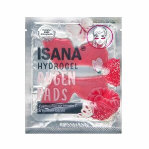 Introducing the Isana Under Eye Pad Hydrogel Butterfly 1 Piece, a vegan eye care product enriched with vitamin C, hyaluronic acid, and raspberry extract.