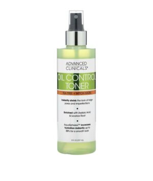 Introducing the Advanced Clinicals Oil Control Toner Tea Tree + Witch Hazel 237 ml, a powerful solution for controlling oil and refreshing your skin.