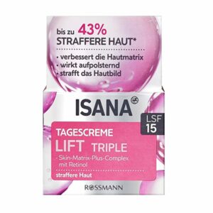 Introducing the Isana Lift Triple Day Cream Nourishing and Firming Effect SPF 15 50 ml, a skin care essential for individuals over 40 years old.