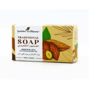 Introducing the Jardin Oleane Traditional soap with argan oil bitter almond oil 100 g. Formulated with nourishing argan oil and bitter almond oil, this soap is the perfect choice for gentle cleansing and moisturizing.