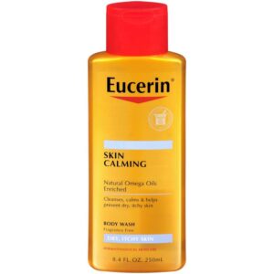 نقدم لكم غسول الجسم المهدئ للبشرة المتهيجة والجافة من يوسيرين 250 مل | Eucerin، وهو حل لطيف ومغذي لروتين الاستحمام اليومي.