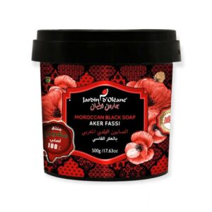 Introducing the Jardin Oleane Moroccan black soap with Aker Fassi 500 g, a luxurious and nourishing soap that is perfect for your skincare routine.