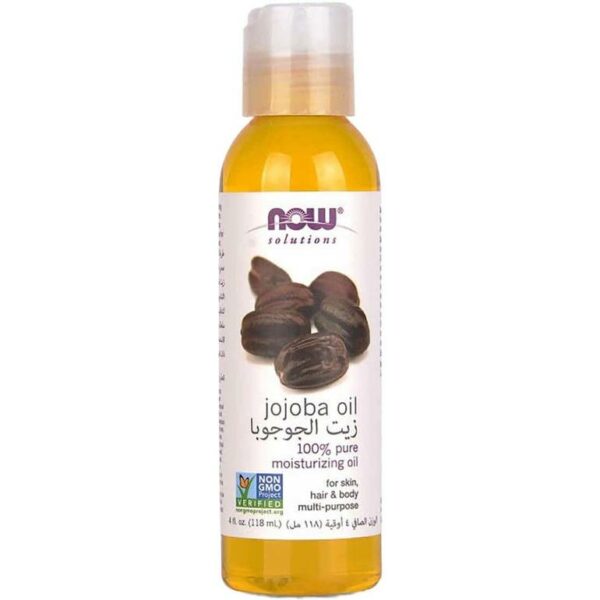 Introducing the NOW Jojoba Oil 100% Pure Moisturizing Oil 118 ml, a natural and versatile solution for your skincare and haircare needs.