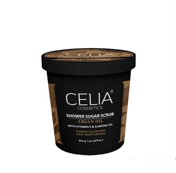 Introducing the Celia Shower Sugar Scrub With Argan Oil 600 g, a luxurious and rejuvenating skincare product.