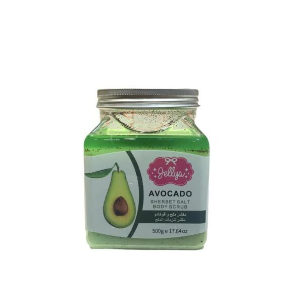 Introducing Jellys Avocado Sherbet Salt Body Scrub 500 g, the perfect solution for exfoliating and rejuvenating your skin.