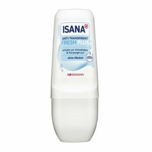 Introducing the Isana Anti-Transparent Roll-On Fresh Plus 50 ml, a convenient solution to stay fresh and prepared for sudden temperature changes.