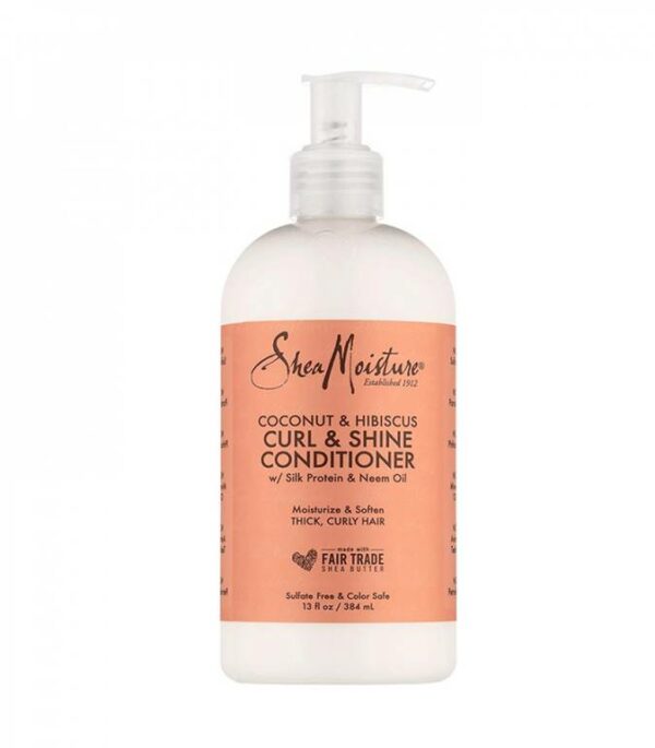 Introducing the Shea Moisture Coconut & Hibiscus & Curl & Shine Conditioner 384 ml, a nourishing and revitalizing solution for your hair care routine.