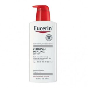 Introducing the Eucerin Original Healing Lotion 500 ml, a reliable and effective solution for treating dry, cracked, and irritated skin.