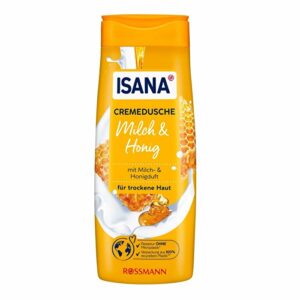 Introducing the Isana Milk & Honey Creamy Shower Gel 300 ml, a specially formulated shower gel for dry skin.