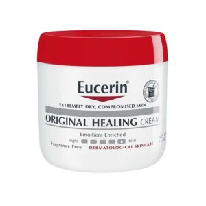 Introducing the Eucerin Original Healing Cream 454 g, a reliable solution for protecting and nourishing your skin. Formulated specifically for very dry and sensitive skin, this cream provides long-lasting hydration and relief from dryness, without any added fragrance.