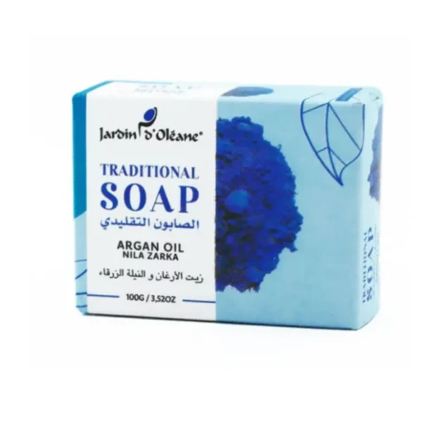 Introducing the Jardin Oleane Traditional soap with argan oil and blue indigo 100 g. This 100 g soap is carefully crafted to provide a luxurious and nourishing cleansing experience for your skin.