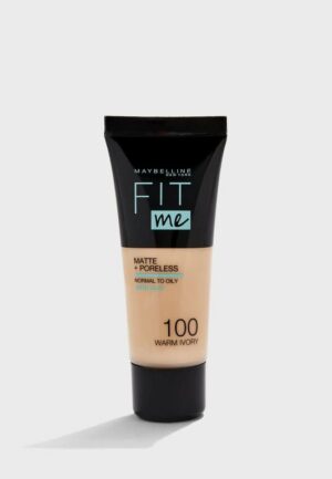 Introducing the Maybelline Fit Me Matte + Poreless Foundation 100 Warm Ivory, the ultimate solution for flawless and natural-looking skin.