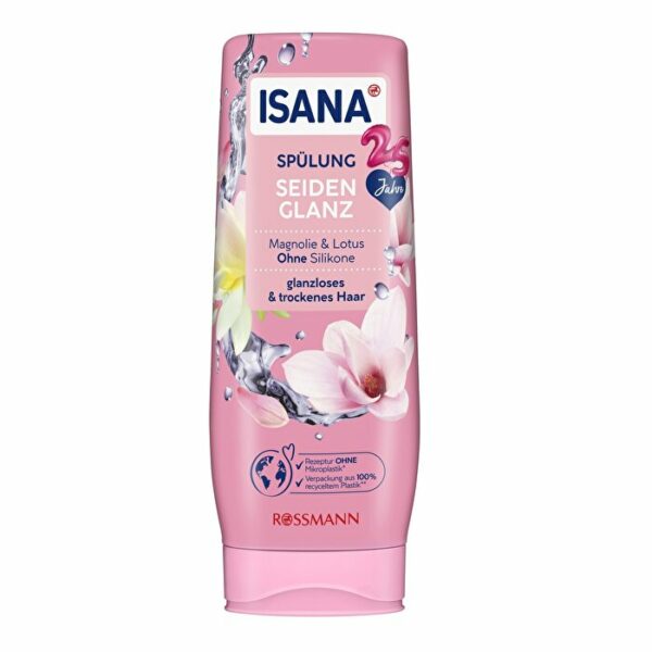 Introducing the Isana Silky Shine Hair Conditioner With Magnolia and Lotus 300 ml, a hair care product that provides intensive care, silky shine, and moisture balance to lifeless and dry hair.