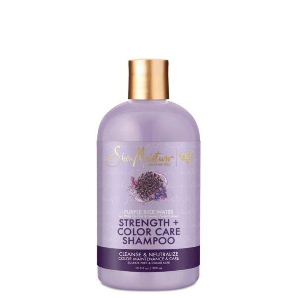 Introducing the Shea Moisture Purple Rice Water Strength + Color Care Shampoo 384 ml, a nourishing shampoo designed to provide ultimate care for your hair.