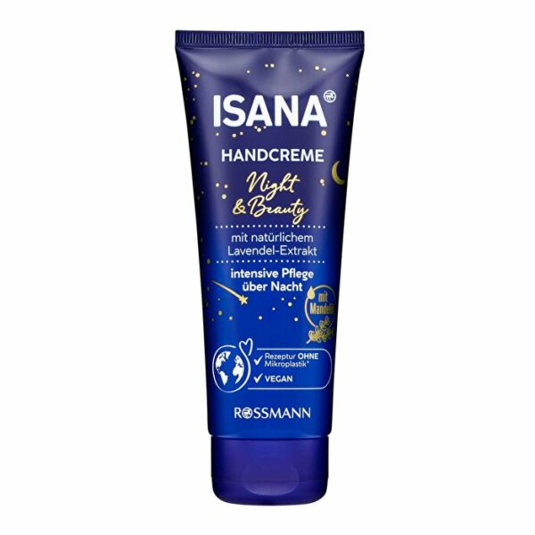 Introducing the Isana Tube Hand Cream Night & Beauty 100 ml, a luxurious hand cream that provides intensive care and moisture to damaged skin.