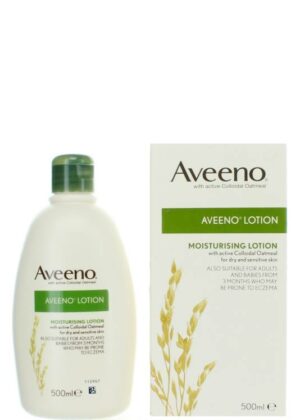 Introducing the Aveeno moisturizing lotion with active colloidal oatmeal 500 ml, a hydrating solution for all-day nourishment.