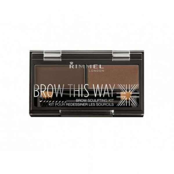 Introducing the Rimmel London Brow This Way Brow Sculpting Kit - Medium Brown. This kit is designed to help you achieve perfectly groomed eyebrows.