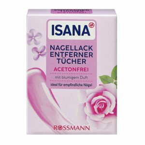 Introducing the Isana Nail Polish Remover Wet Wipes Acetone Free Pack of 10 , for quick and safe nail polish removal.