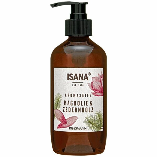 Introducing Isana Liquid Soap With Magnolia and Cedar Wood Extract 350 ml, a moisturizing soap with glycerin for special skin care.