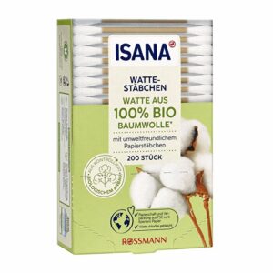 Introducing Isana Organic Ear Sticks 200 pcs, the environmentally friendly choice for your everyday personal care routine.