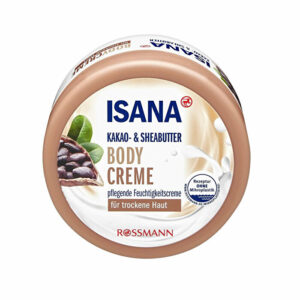 Introducing the Isana Body Cream with Shea and Cocoa Butter 500 ml, a caring moisturizing cream developed for dry skin.