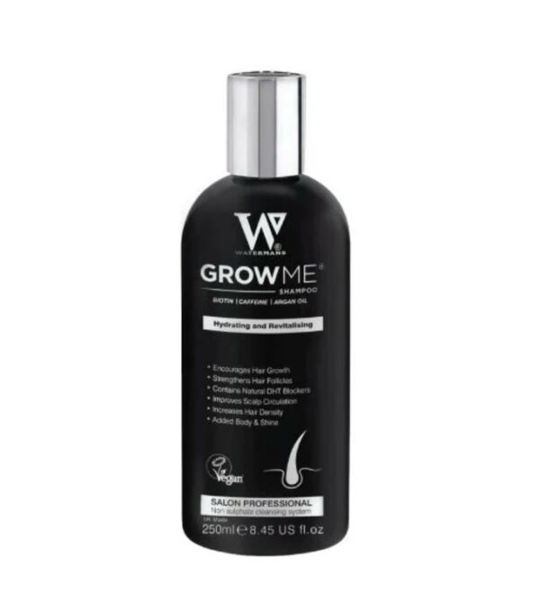 Introducing Watermans Grow Me Shampoo 250 ml, a nourishing and revitalizing hair care solution. This shampoo is formulated to promote healthy hair growth and strengthen your locks, leaving them looking vibrant and full of life.