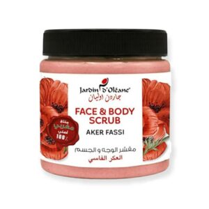 Introducing the Jardin Oleane Face & Body Scrub Aker Fassi 500 g, a luxurious skincare solution for exfoliating and reviving your skin.