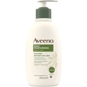 Introducing the Aveeno daily moisturizing body lotion 300 ml, a hydrating solution for your skin. Formulated with active naturals, this lotion provides 24-hour moisture to help improve the health of your skin in just one day.