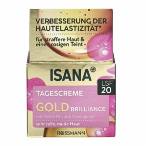 Introducing Isana Gold Brilliance Day Cream SPF 20 50 ml, specially formulated for skin aged 60 and over.