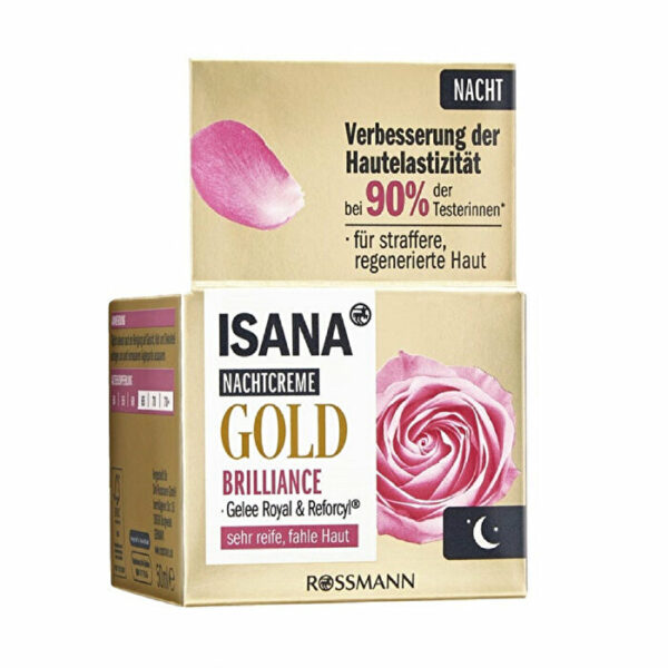 Introducing Isana Gold Brilliance Night Cream with Intensive Care Effect 50 ml, designed for skin aged 60 and over.