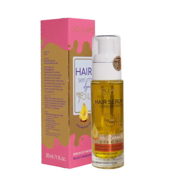 Introducing the Vollare Hair Serum Concentrater Pro Color & Shine Oil 30 ml, a formula designed to nourish and protect your hair color.