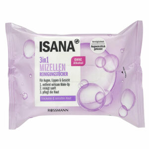 Introducing the Isana Facial Cleansing Wipes 3in1 For Dry and Sensitive Skin 25 Pcs, the perfect solution for removing make-up.