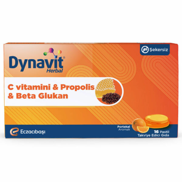 Dynavit Herbal Vitamin C - Pastilles Containing Propolis and Beta Glucan 16 pcs