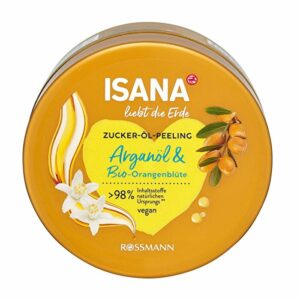 Introducing the Isana Love Nature Argan Oil Body Peeling 230 g, a gentle exfoliating scrub for clean and smooth skin.