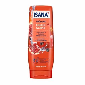 Introducing the Isana Pomegranate and Guarana Conditioner 300 ml, a perfect hair care product with an impressive scent and rich content.