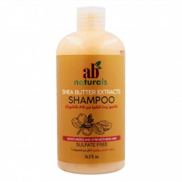 Introducing the AB Naturals Shea Butter Extract Shampoo Sulfate Free 479 ml, a gentle and nourishing hair care solution for all hair types.