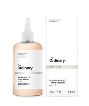 Introducing The Ordinary Glycolic Acid 7% Toning Solution pH-3.6 240 ml, a standardized solution with glycolic acid 7% designed to provide gentle exfoliation for improved skin texture and clarity.