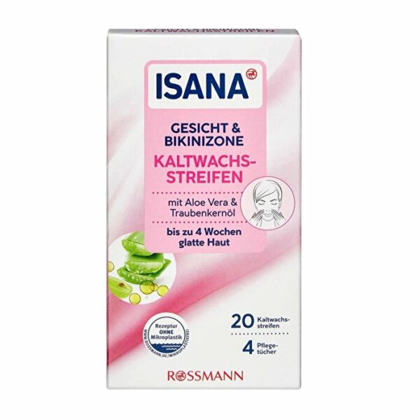 Introducing Isana Cold Wax Strips for Face and Bikini Area 20 pcs, the perfect solution for smooth and hair-free skin.