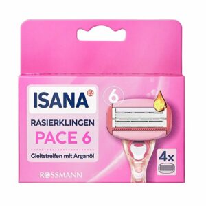 Introducing the Isana Spare Shaving Razor with 6 Blades Set of 4 for Women, designed for a comfortable and deep epilation experience.