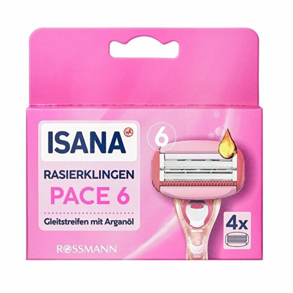 Introducing the Isana Spare Shaving Razor with 6 Blades Set of 4 for Women, designed for a comfortable and deep epilation experience.