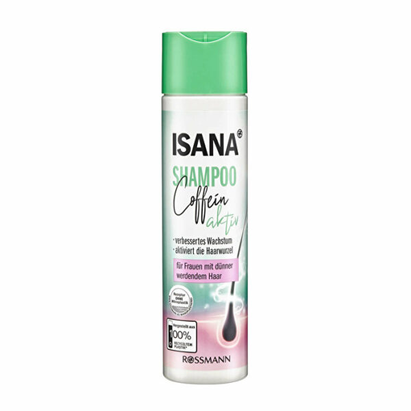 Introducing Isana Caffeine Active Special Shampoo for Women 250 ml, a caffeinated shampoo that helps hair look thicker and fuller.